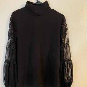 Black Lace Long Sleeve Top